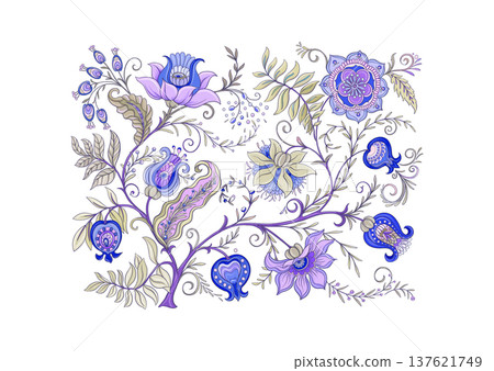 Set of vintage floral elements 137621749