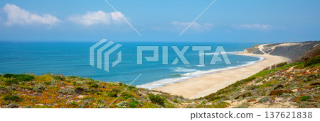 Panoramic view of Polvoeira Beach. Pataias, Portugal Panoramic view of Polvoeira Beach. Pataias, Portugal 137621838