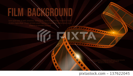 Film frame banner with shiny curved filmstrip. Movie film concept. Vector illustration 137622045