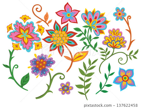 set of oriental floral ornaments. colorful vector patterns. 137622458