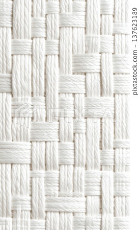 Close Up White Woven Texture Background Detailed Fiber Intertwined Pattern 137623189