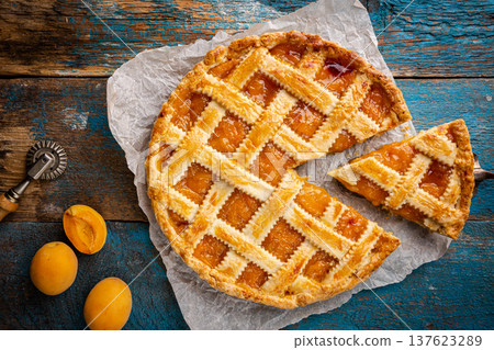 Summer apricot pie Summer apricot pie 137623289