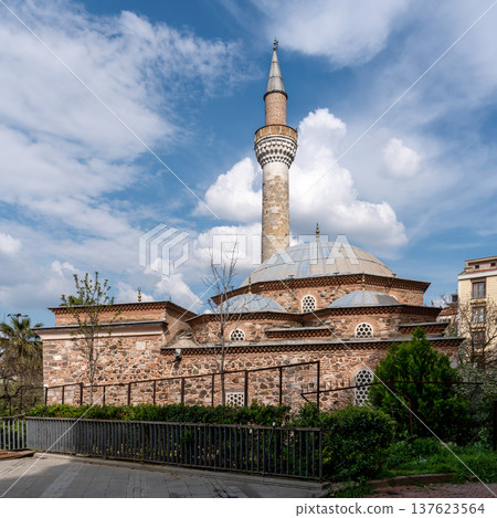 Cesnigir Camii Mosque in Manisa, Turkey under a blue sky with white clouds 137623564