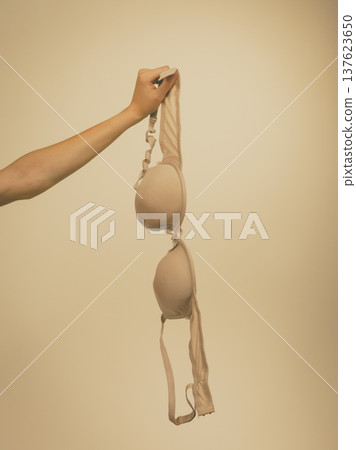 Female hand holds bra Female hand holds bra 137623650