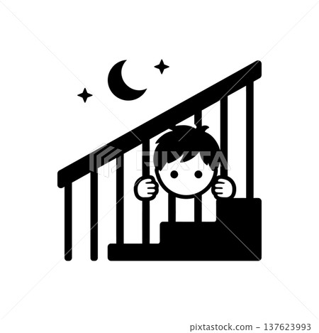 Child Watching From Stairs Icon 137623993