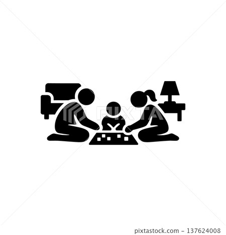 Family Playing Board Game Icon 137624008