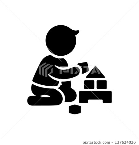 Toddler Playing With Blocks Icon 137624020