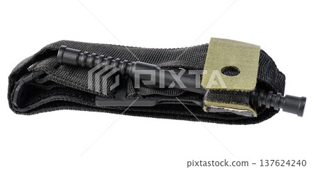 Modern tactical hemostatic tourniquet folded on an isolated background Modern tactical hemostatic tourniquet folded on an isolated background 137624240