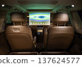 A projector opens in the car's interior for passengers to watch movies. 137624577
