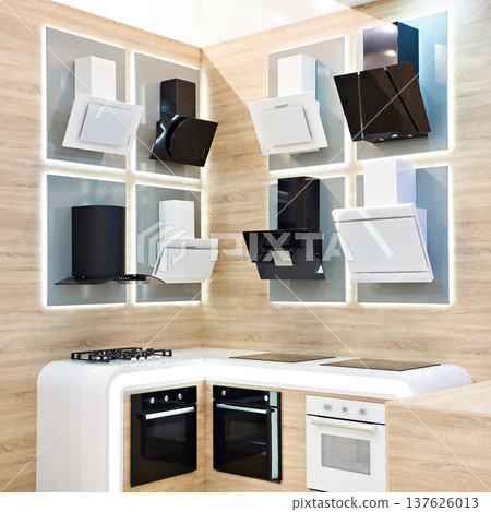 Gas and electric stoves and hoods in store Gas and electric stoves and hoods in store 137626013