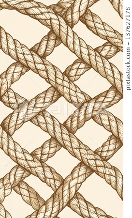 Interwoven Ropes Pattern in Beige Background Nautical Decorative Twisted Knots 137627178