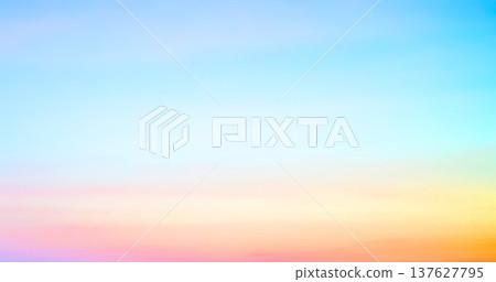 Sunset banner background. Sky shows bright colors at sunset over distant mountains and hills 137627795