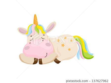 Sleeping Unicorn Cartoon Sleeping Unicorn Cartoon 137627962
