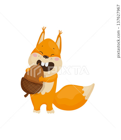Squirrel Holding a Giant Acorn Squirrel Holding a Giant Acorn 137627967