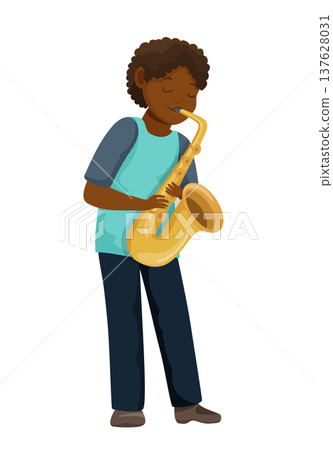 Boy Playing Saxophone Boy Playing Saxophone 137628031