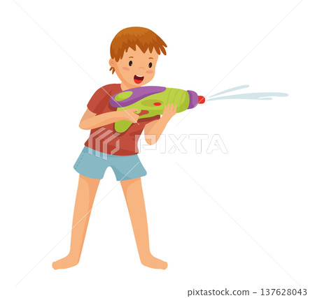 Boy with a Green Water Pistol Boy with a Green Water Pistol 137628043