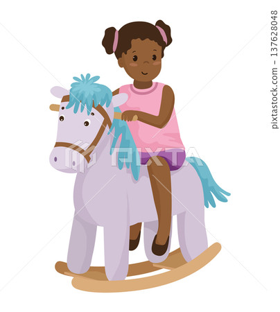 Girl Riding a Rocking Horse Girl Riding a Rocking Horse 137628048