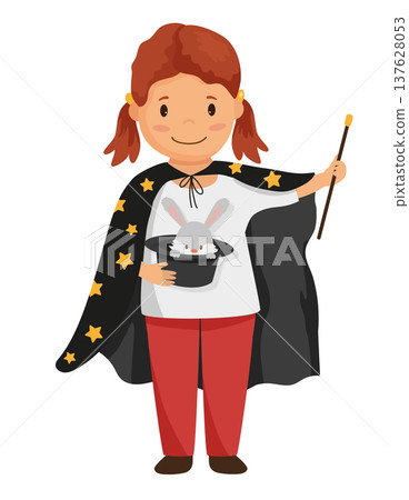 Girl Dressed as a Magician Girl Dressed as a Magician 137628053