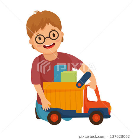 Boy with a Toy Truck 137628062
