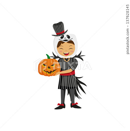 Girl in Halloween Striped Costume 137628145