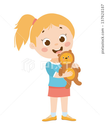 Girl Holding a Stuffed Bear Girl Holding a Stuffed Bear 137628187