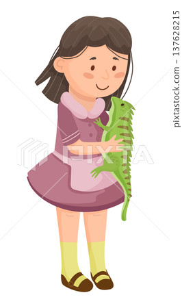 Girl with Pet Iguana Girl with Pet Iguana 137628215