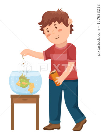 Boy with Pet Fish 137628218