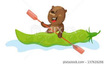 Beaver Paddles in Pea Pod Boat Beaver Paddles in Pea Pod Boat 137628266