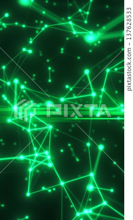 Glowing neon nodes connected by dynamic lines forming an abstract digital network pattern Glowing neon nodes connected by dynamic lines forming an abstract digital network pattern 137628533