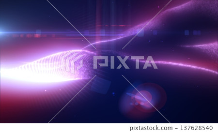 Purple energy glowing magic waves high-tech digital iridescent liquid plasma with light rays lines and energy particles. Abstract background Purple energy glowing magic waves high-tech digital iridescent liquid plasma with light rays lines and energy particles. Abstract background 137628540