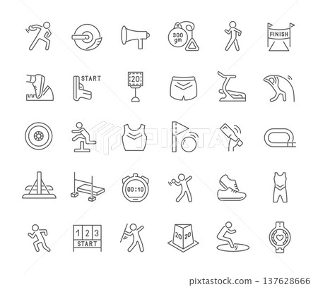 Set Vector Line Icons of Sport of Athletics. 137628666