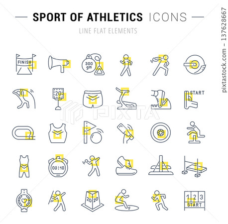 Set Vector Line Icons of Sport of Athletics. Set Vector Line Icons of Sport of Athletics. 137628667