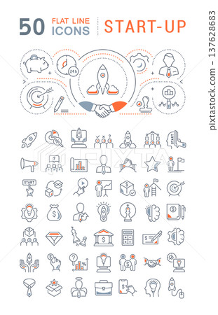 Set Vector Line Icons of Startup 137628683