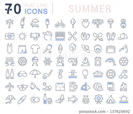 Set Vector Line Icons of Summer Set Vector Line Icons of Summer 137628692