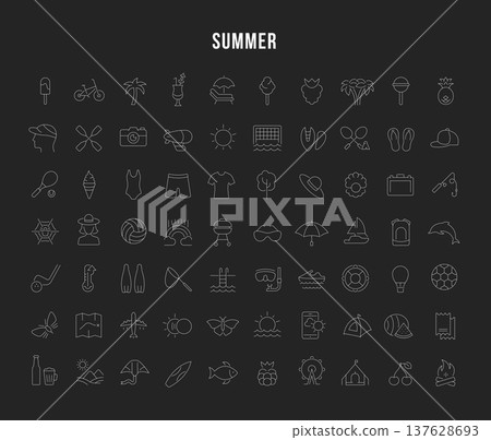 Set Vector Line Icons of Summer Set Vector Line Icons of Summer 137628693