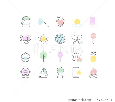 Set Vector Line Icons of Summer 137628694