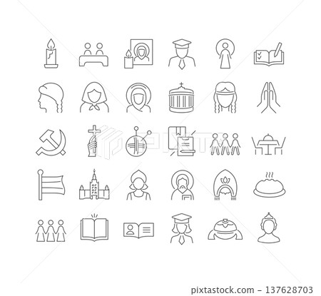 Set of linear icons of Tatiana Day Set of linear icons of Tatiana Day 137628703