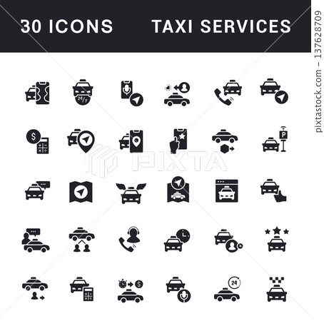 Set of Simple Icons of Taxi Services Set of Simple Icons of Taxi Services 137628709
