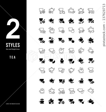 Simple Line Icons of Tea Simple Line Icons of Tea 137628713