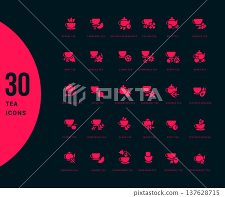 Set of Simple Icons of Tea Set of Simple Icons of Tea 137628715