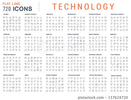 Collection Linear Icons of Technology Collection Linear Icons of Technology 137628720
