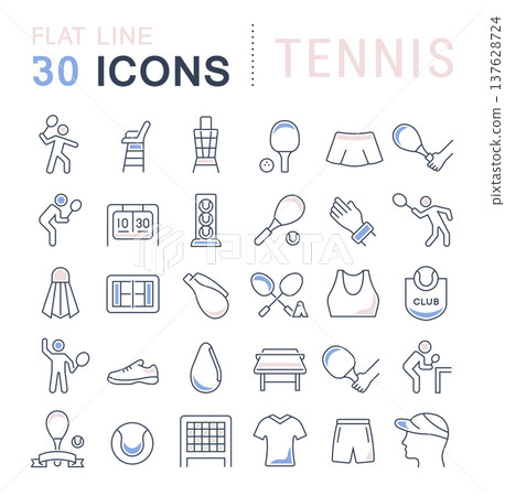 Set Vector Line Icons of Tennis. Set Vector Line Icons of Tennis. 137628724