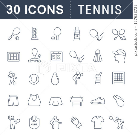 Set Vector Line Icons of Tennis. Set Vector Line Icons of Tennis. 137628725