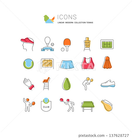 Set Vector Line Icons of Tennis. 137628727