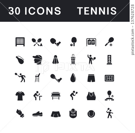 Set of Simple Icons of Tennis 137628728