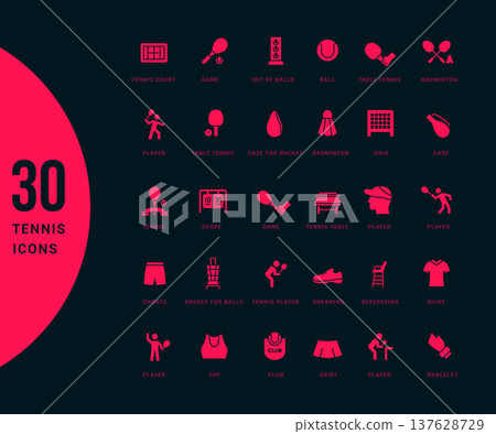 Set of Simple Icons of Tennis Set of Simple Icons of Tennis 137628729