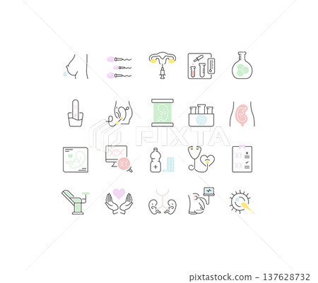 Set Vector Line Icons of Test Tube Baby. 137628732