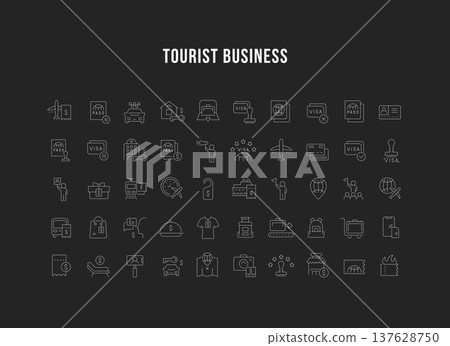 Set Vector Line Icons of Tourist Business 137628750