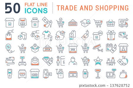 Set Vector Line Icons of Trade and Shopping 137628752