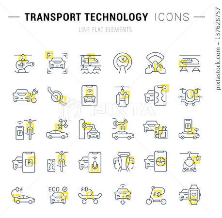 Set Vector Line Icons of Transport Technology Set Vector Line Icons of Transport Technology 137628757